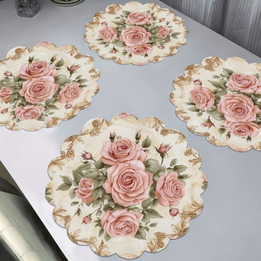 Table Runner - Geprinte linnen placemat met kanten rand,