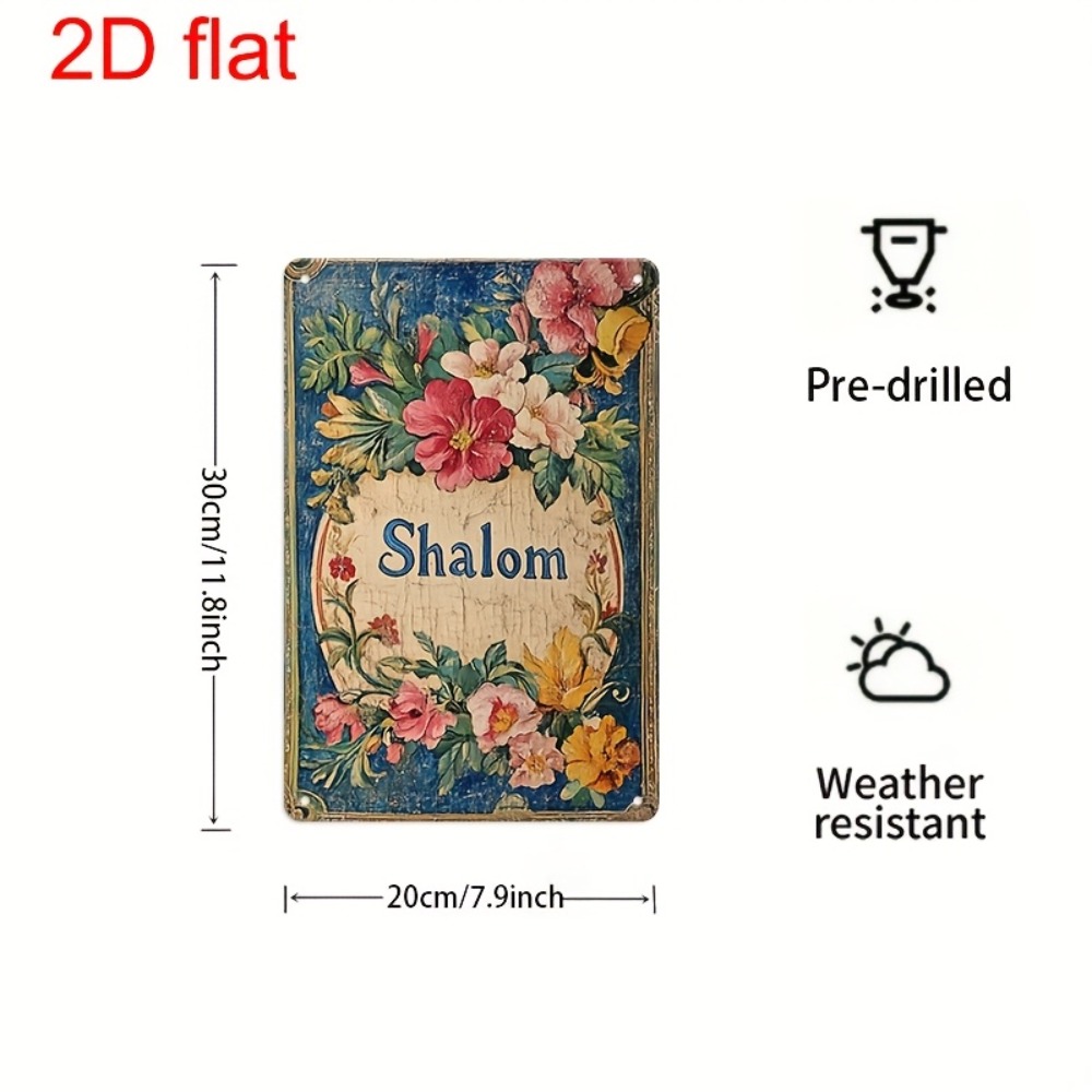 Wall Art - CIFBUY Vintage Floral Shalom aluminium wandkunst