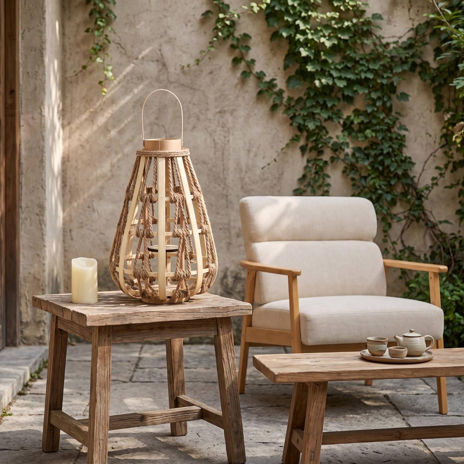 Natuurlijke houten touwlantaar - Candle Holder Decor recensie en prijs