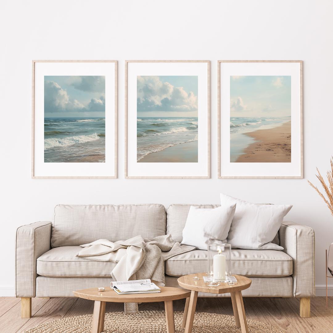 Set van 3 Ocean Beach Triptych - Abstract Canvas Set recensie en prijs