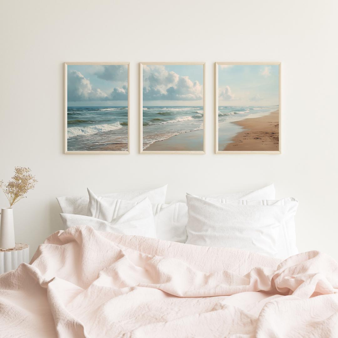Set van 3 Ocean Beach Triptych - Abstract Canvas Set recensie en prijs
